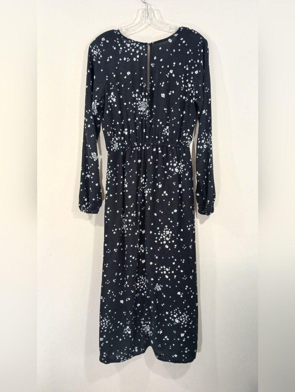 Womens Black Floral Romper with Maxi Length Wrap Skirt Long Sleeve V Neck XL - Picture 9 of 11